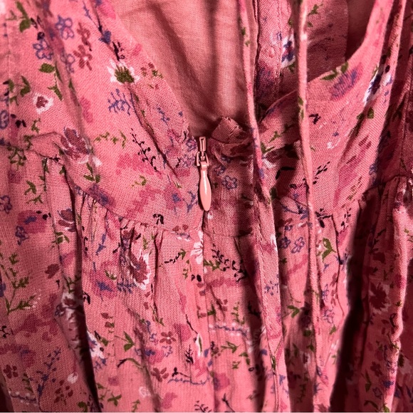 NEW Madewell Ruffle Neck Button Up Mini Dress Vintage Quartz Pink Floral Size 4 - Picture 10 of 12